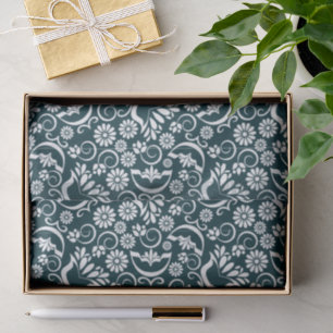Retro black white flowers Tie Tissue Paper