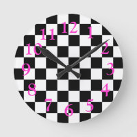 Retro Black/White/Hot Pink Chequerboard Pattern