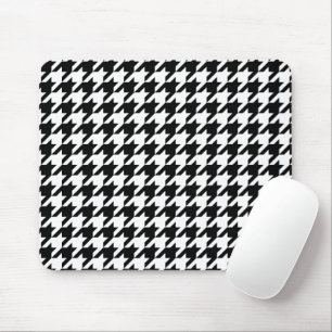 Retro Black White Hounds-tooth Weaving Pattern Mouse Pad