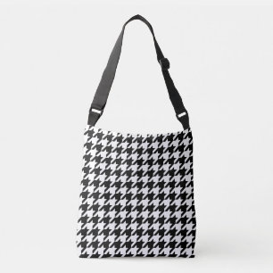Retro Black White Hounds-tooth Weaving Ppattern Crossbody Bag