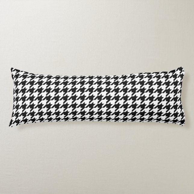 Retro Black White Houndstooth Weaving Pattern Body Cushion (Front)