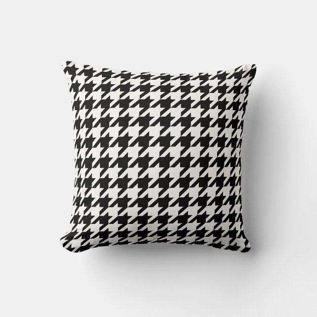 Retro Black White Houndstooth Weaving Pattern Cushion (Front)