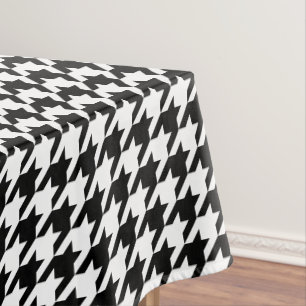 Retro Black White Houndstooth Weaving Pattern Tablecloth