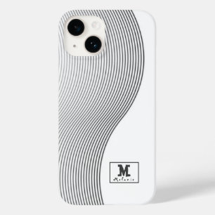 Retro black white lines Abstract minimal Monogram  Case-Mate iPhone 14 Case