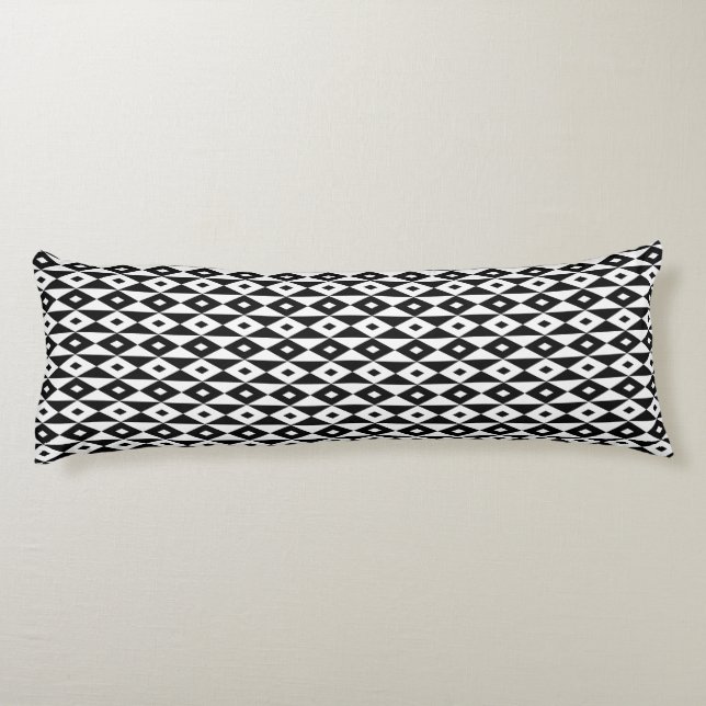 Retro Black White Lozenges Modern Pattern Body Cushion (Back)
