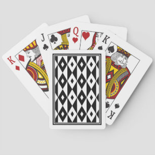 Retro Black White Lozenges Modern Pattern Playing Cards