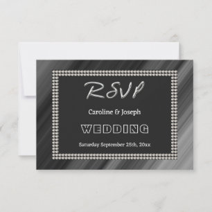 Retro Black & White, Pearls RSVP Wedding Card