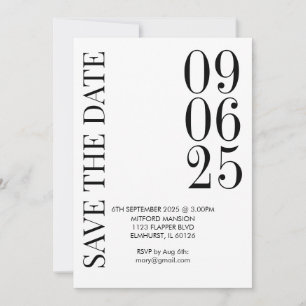 Retro Black & White Save the Date Invitation