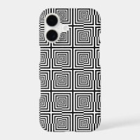 Retro Black White Squares Psychedelic Pattern