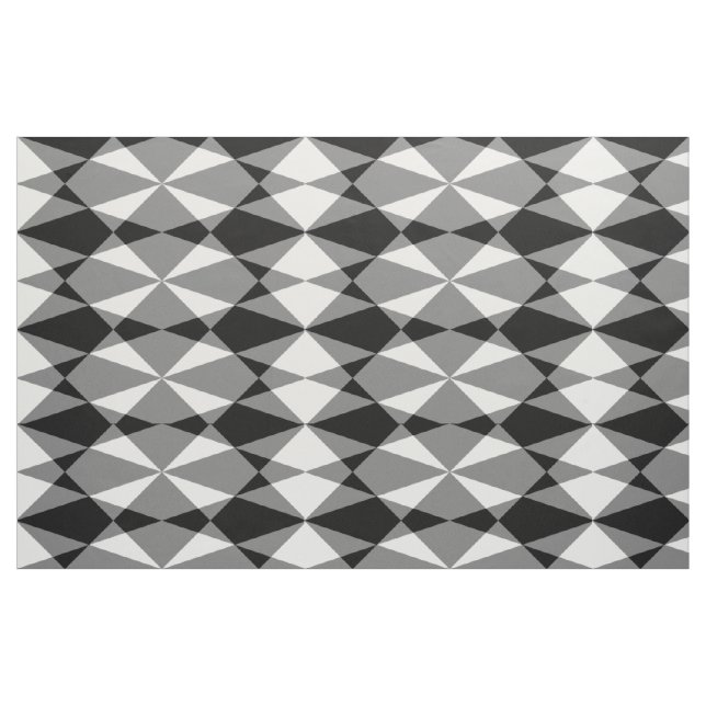 Retro Black White Triangle Diamond Squares Pattern Fabric (Fat Quarter)