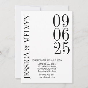 Retro Black & White Wedding Invitation