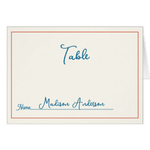 Retro Black White Wedding Place Card