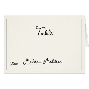 Retro Black White  Wedding Place Card