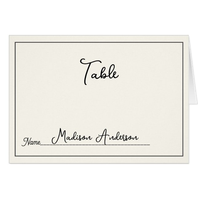 Retro Black White  Wedding Place Card (Front Horizontal)