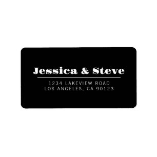 Retro Black & White Wedding Return Address Label