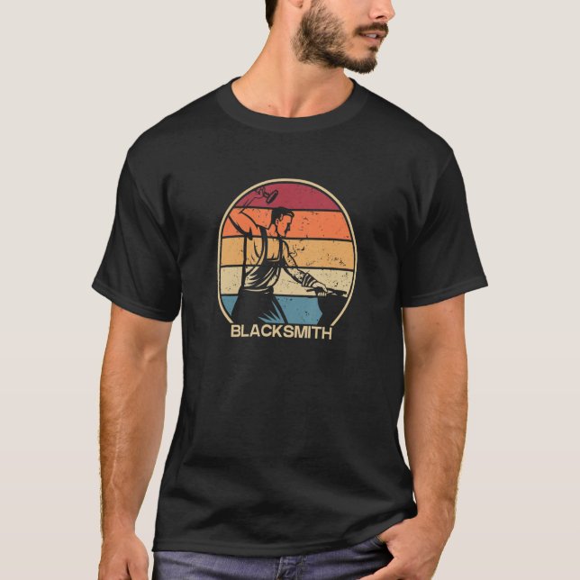 Retro Blacksmith Anvil Hobby Legend Forging Blacks T-Shirt (Front)
