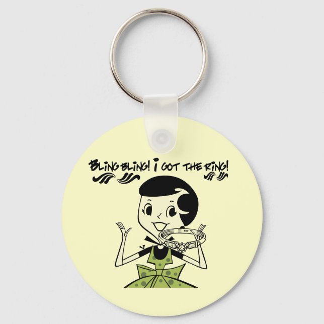 Retro Bling Ring Tshirts and Gifts Key Ring (Front)