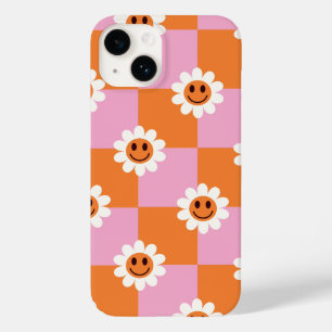 "Retro Bloom – A Checkered Twist on Happiness" Case-Mate iPhone 14 Case