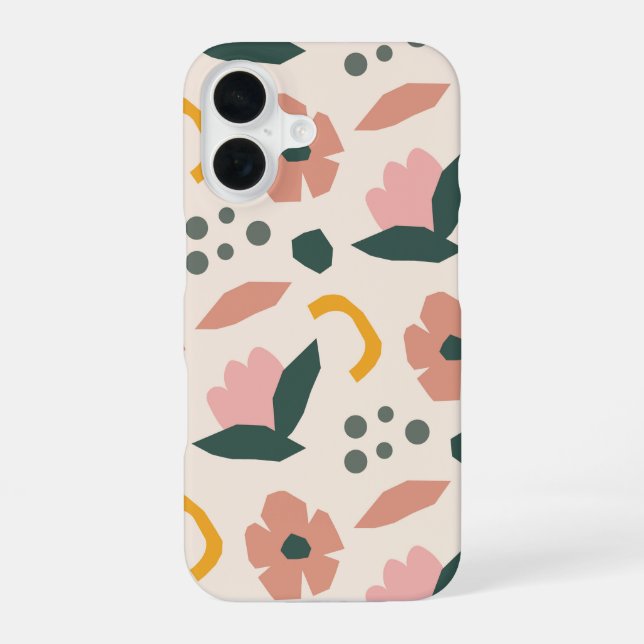 Retro Bloom Abstract Floral iPhone 16 Case (Back)