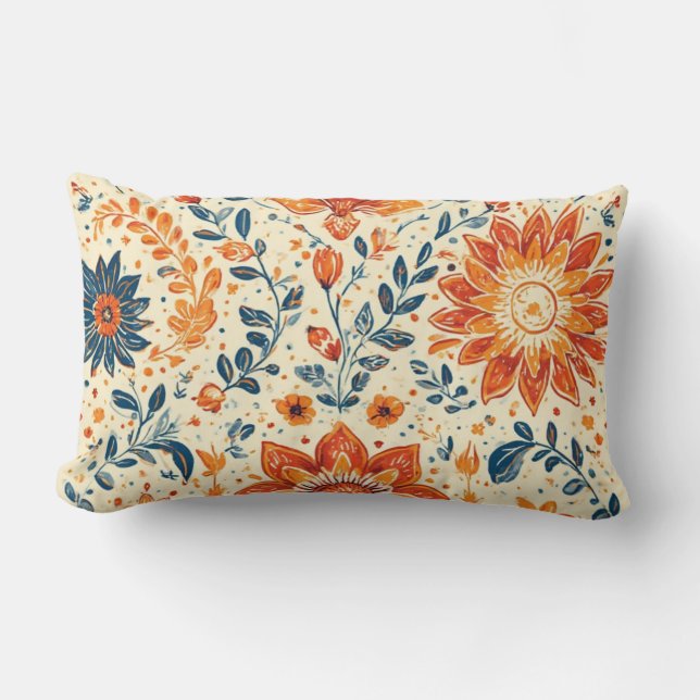 Retro Bloom Burst - Throw Pillow (Front)