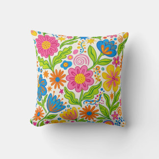 Retro Bloom Floral  Cushion