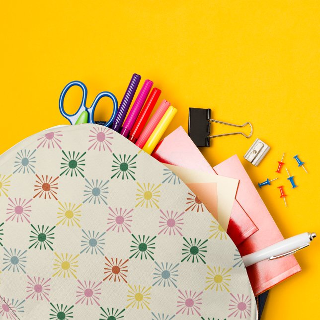 Retro Bloom Geometric Floral Print Patterned Printed Backpack (Creator Uploaded)