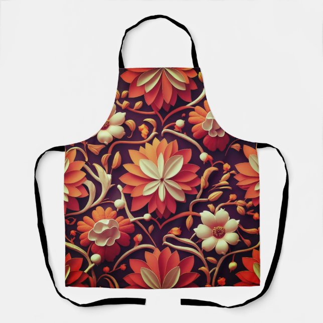 "Retro Bloom - Seamless Floral Pattern Apron (Front)
