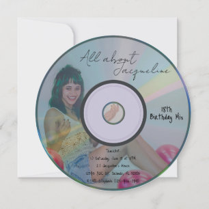 Retro Blue 2000s Girl's Mix CD Birthday Invitation