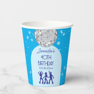 Retro Blue 70s 80s Disco Party Birthday Party Paper Cups