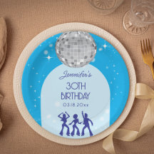 Retro Blue 70s 80s Disco Party Birthday Party