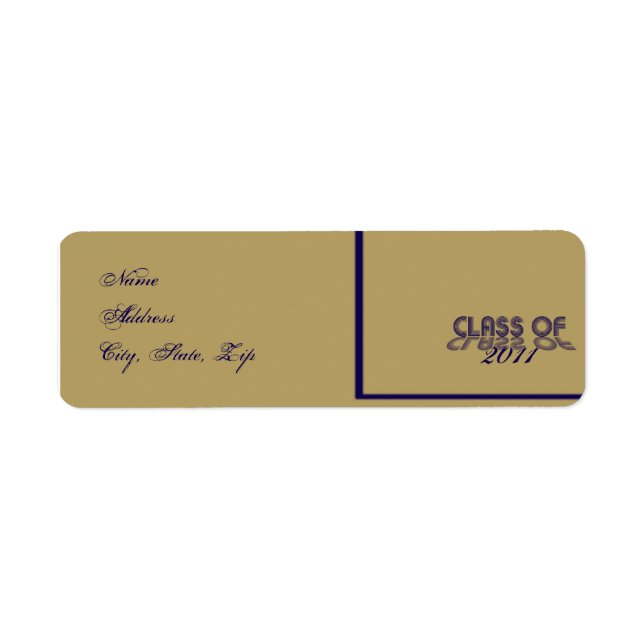 Retro Blue and Gold Graduation Return Address (Front)