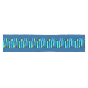 Retro Blue and Green Abstract Print Table Runner