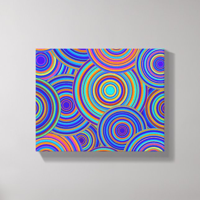 Retro Blue and Orange Circles Pattern Canvas Print (Front)