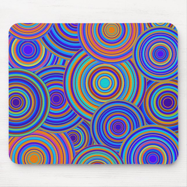 Retro Blue and Orange Circles Pattern Mouse Pad (Front)