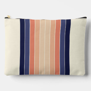 Retro Blue and Peach "Surfboard" Striped Accessory Pouch
