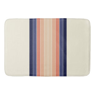 Retro Blue and Peach "Surfboard" Striped Bath Mat