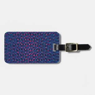 Retro blue and pink pattern luggage tag