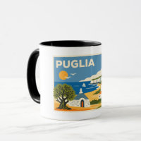 Retro Blue and Yellow Puglia Coastal Trullo Travel