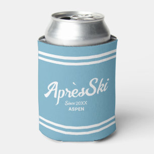 Retro Blue Apres Ski Custom Ski Resort & Year Can Cooler