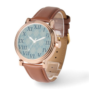 Retro Blue Argyle Watch