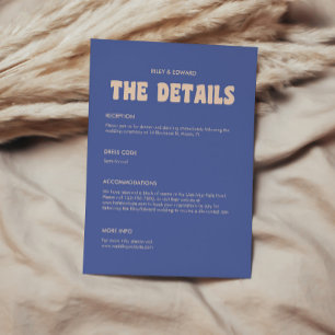 Retro Blue & Beige Bold Typography Wedding Details Enclosure Card