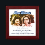 Retro Blue Best Friends Photo Gift Box<br><div class="desc">Give your best friend a sentimental,  personalised gift to cherish. This sweet wooden gift box features the words "Best Friends" in a retro type treatment with a hand painted brushstroke photo frame.</div>