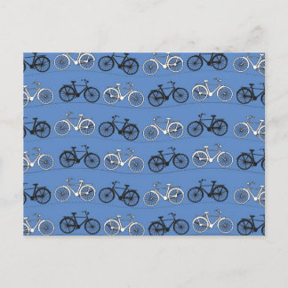 Retro Blue Bicycle Pattern Postcard