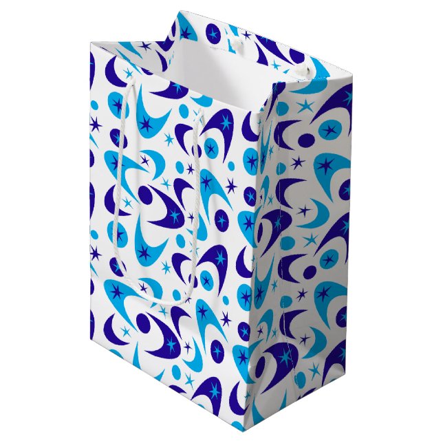 Retro Blue Boomerangs Medium Gift Bag (Front Angled)