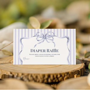 Retro Blue Bow Cafe Bebe Boy Coffee Baby Shower Enclosure Card