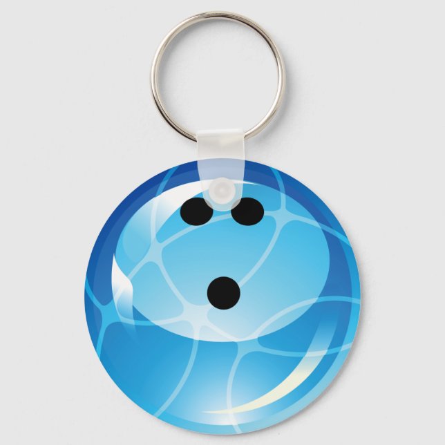 RETRO BLUE BOWLING BALL KEY RING (Front)