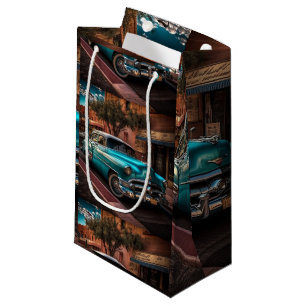 Retro Blue Car Small Gift Bag
