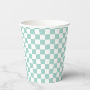 Retro blue check Skateboard two rad 2nd Birthday Paper Cups