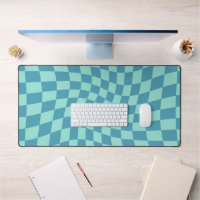 Retro Blue Checked Warped Chequered