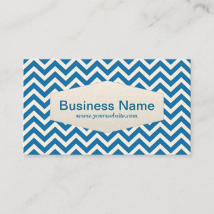 Retro Blue Chevron Beautician Business Card